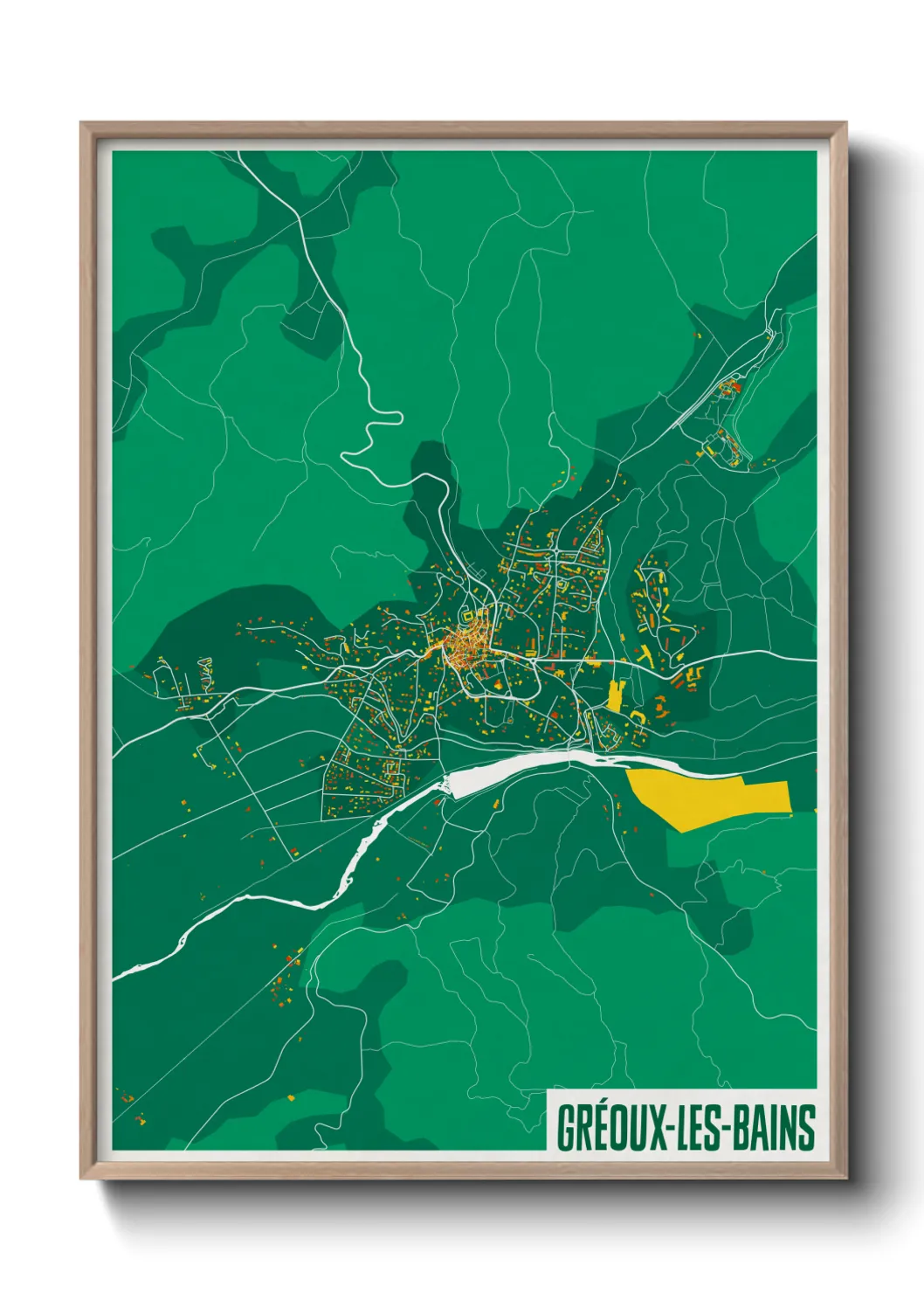 Une affiche de carte sur Gréoux-les-Bains
