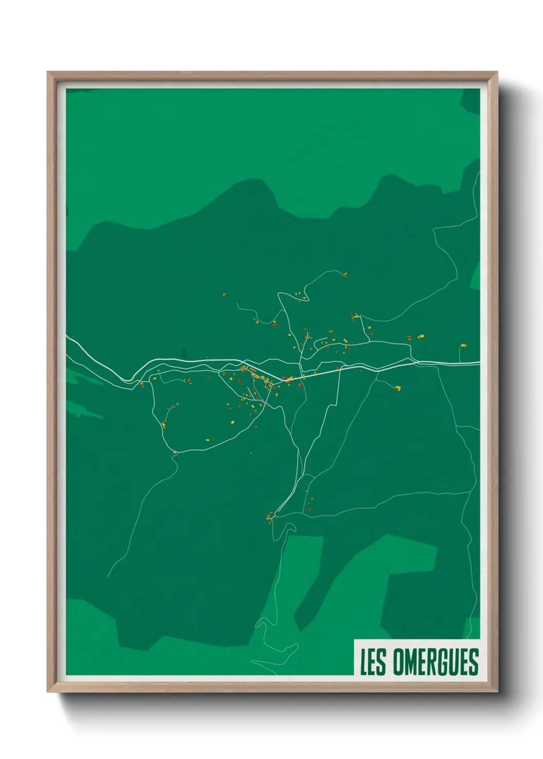 Une affiche de carte sur Les Omergues