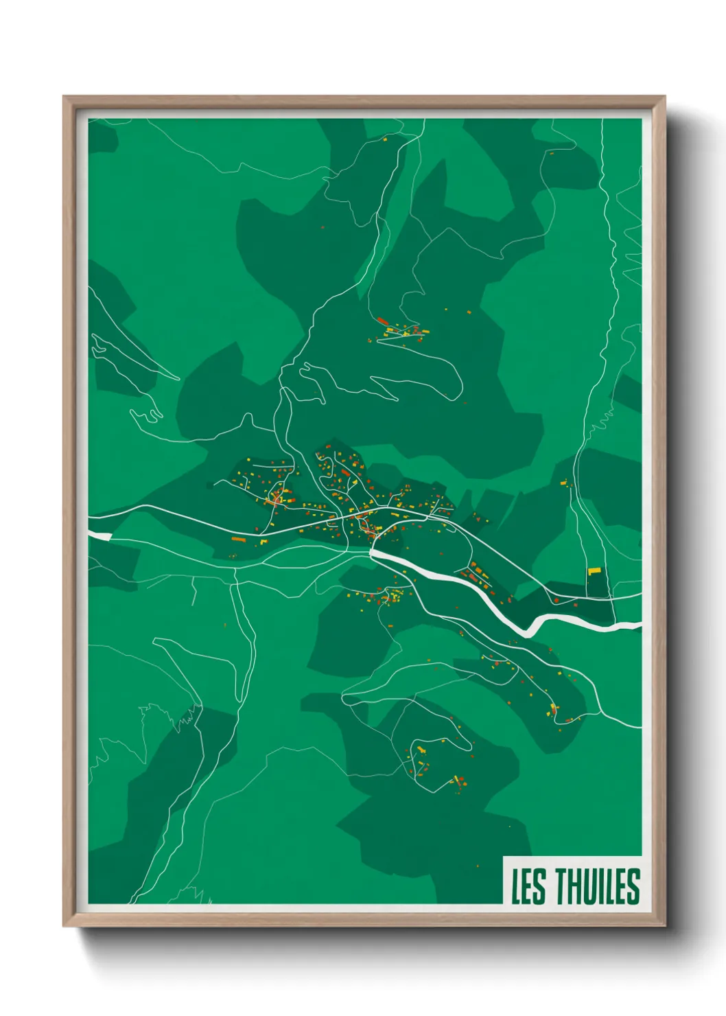Une affiche de carte sur Les Thuiles