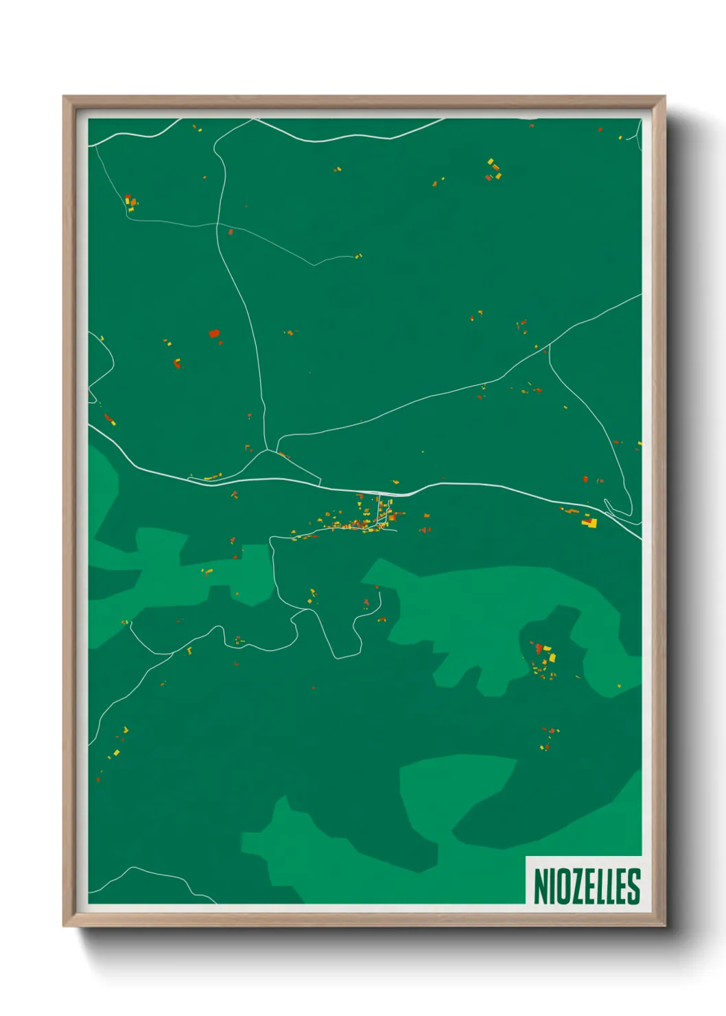 Une affiche de carte sur Niozelles
