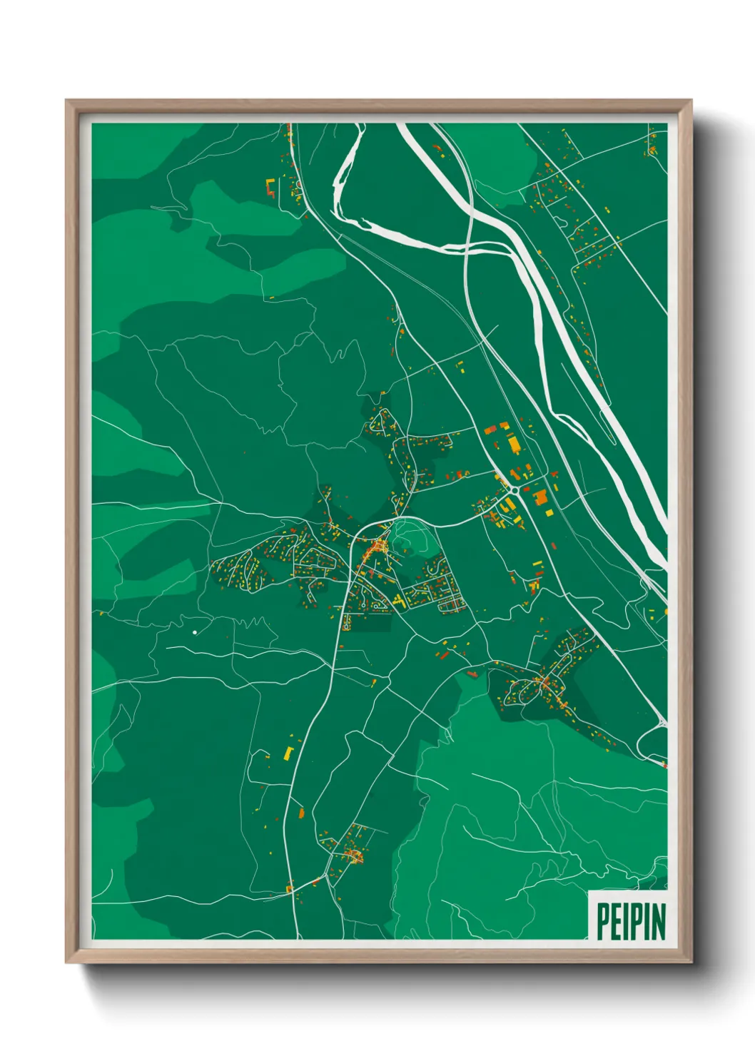 Une affiche de carte sur Peipin