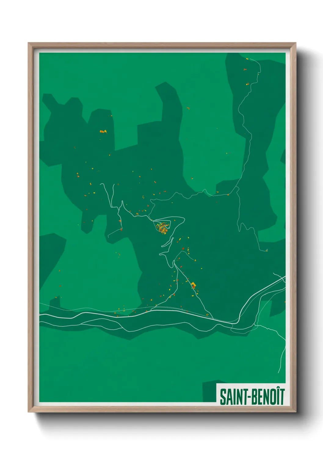 Une affiche de carte sur Saint-Benoît