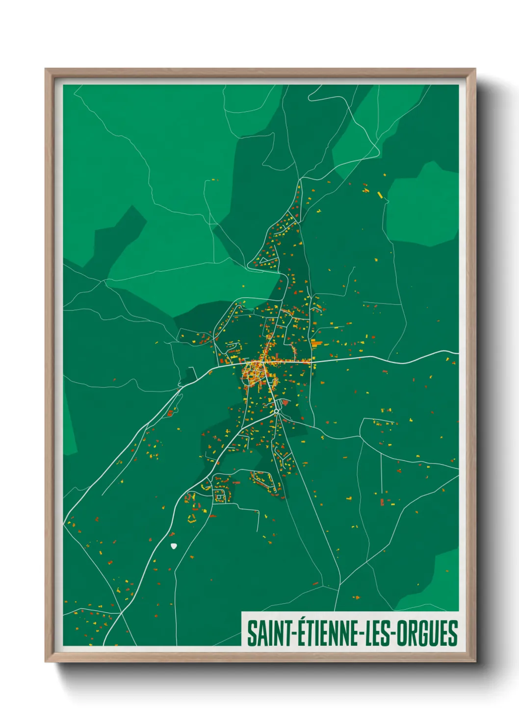 Une affiche de carte sur Saint-Étienne-les-Orgues