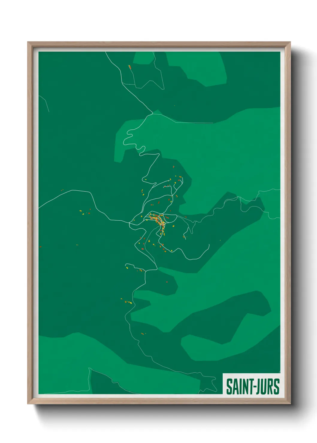Une affiche de carte sur Saint-Jurs