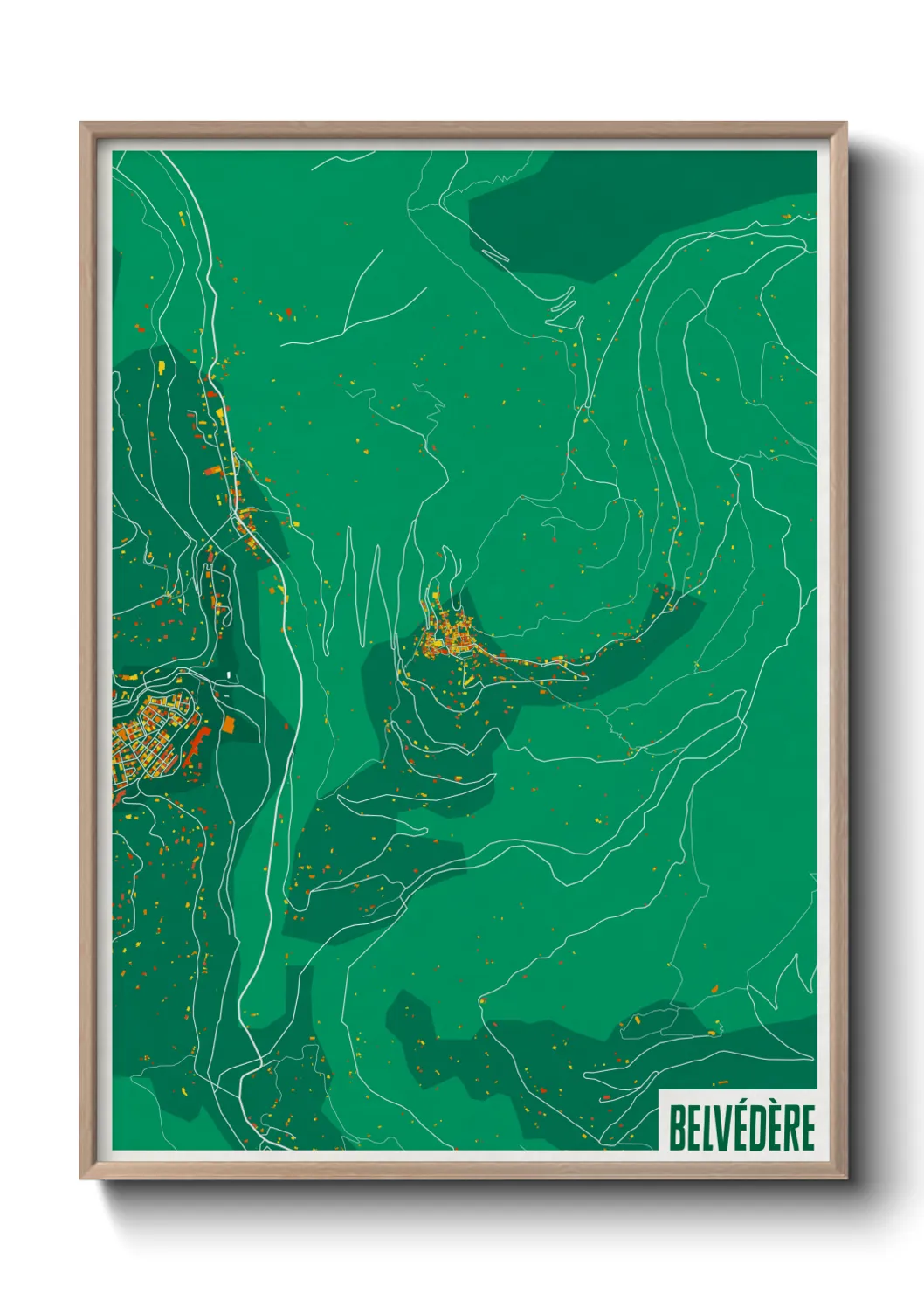 Une affiche de carte sur Belvédère