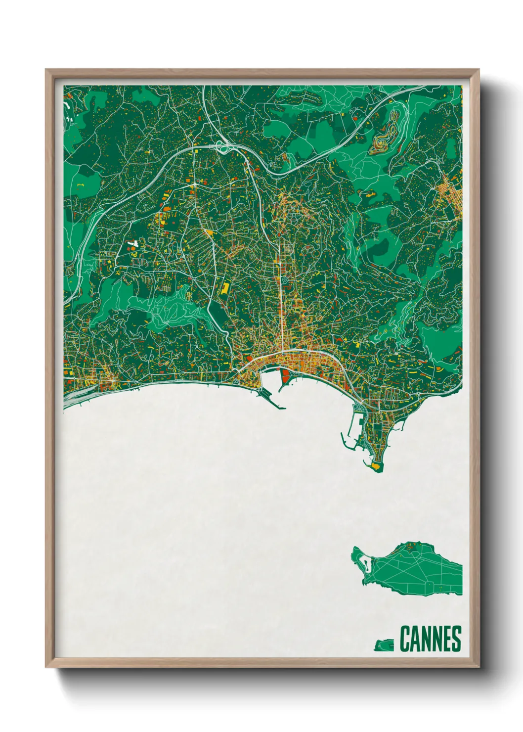 Une affiche de carte sur Cannes