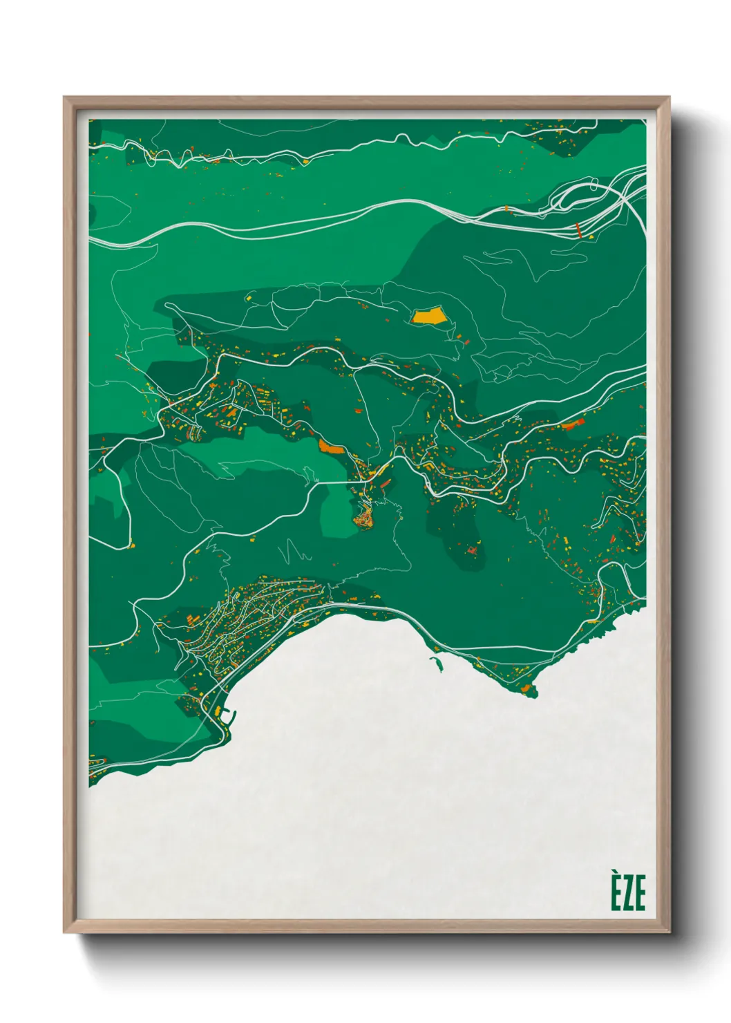 Une affiche de carte sur Èze