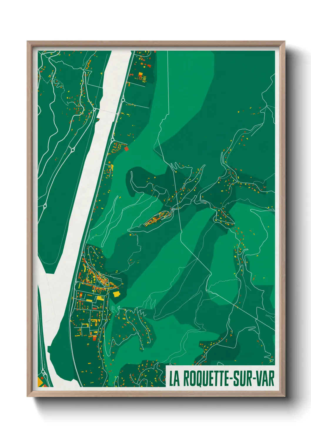 Une affiche de carte sur La Roquette-sur-Var