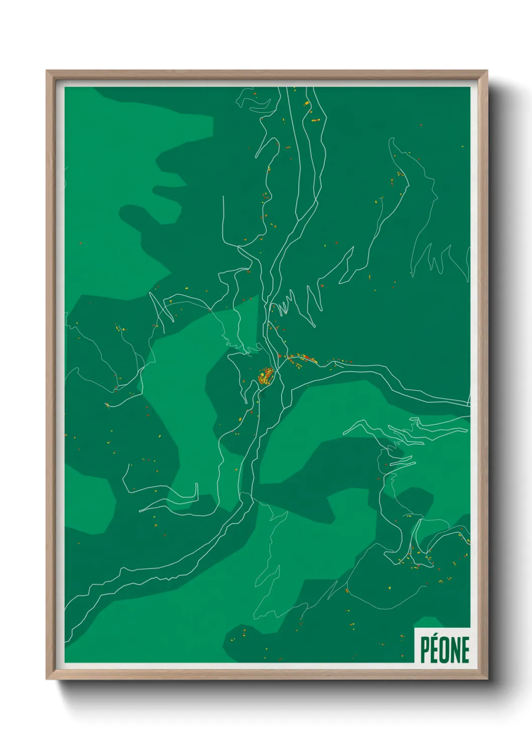 Une affiche de carte sur Péone