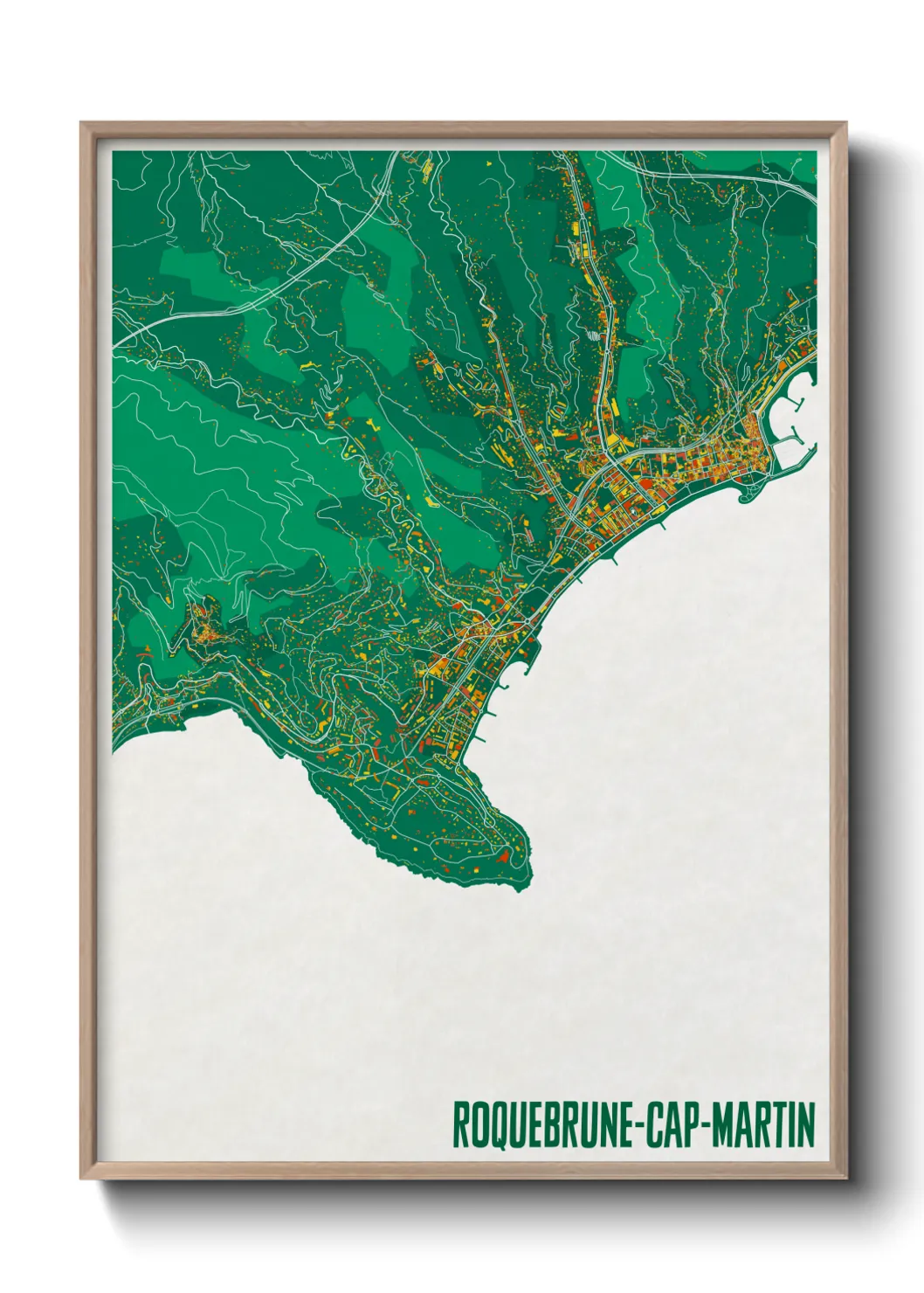 Une affiche de carte sur Roquebrune-Cap-Martin