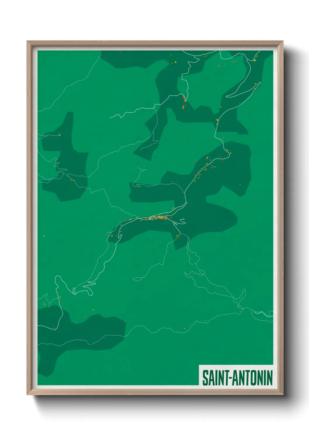 Une affiche de carte sur Saint-Antonin