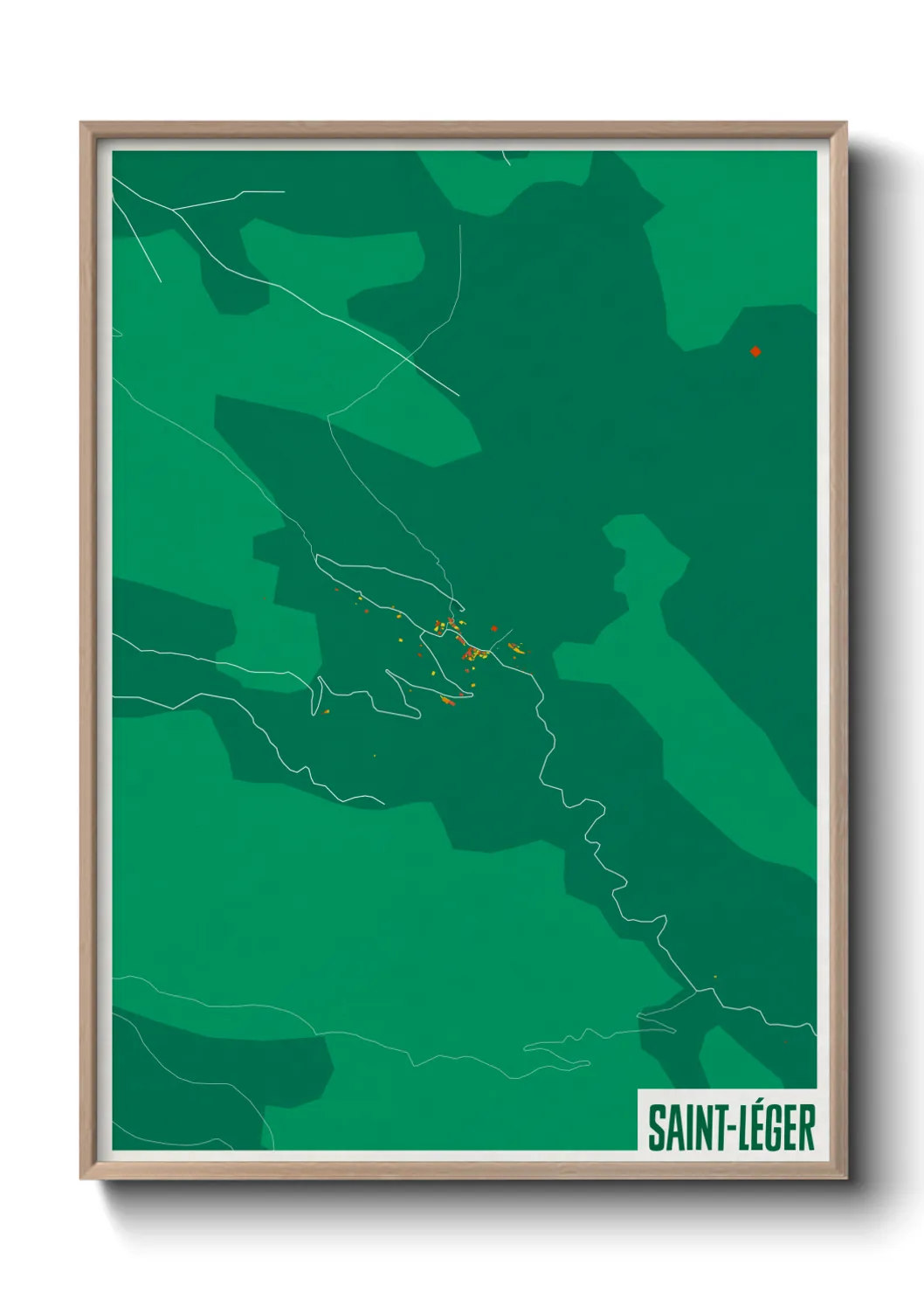 Une affiche de carte sur Saint-Léger