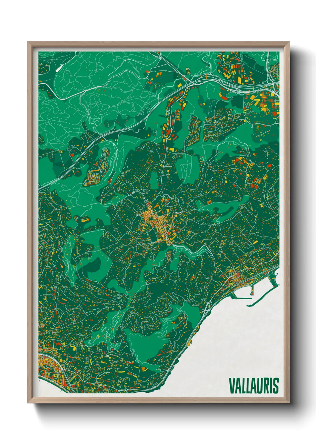 Une affiche de carte sur Vallauris