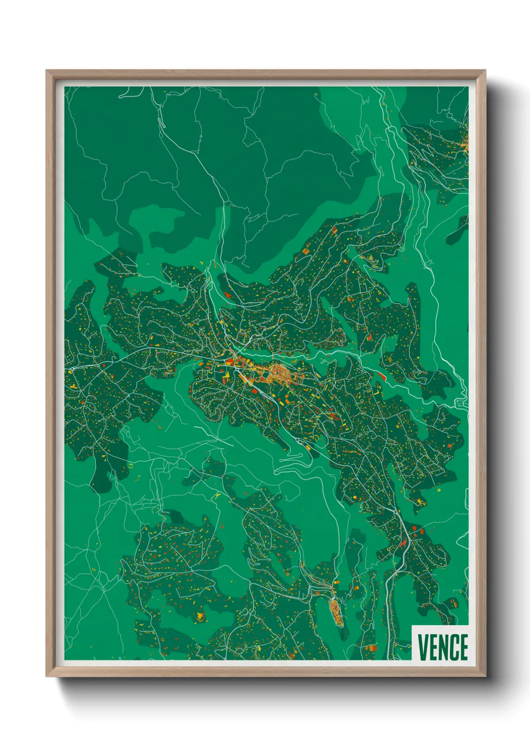 Une affiche de carte sur Vence