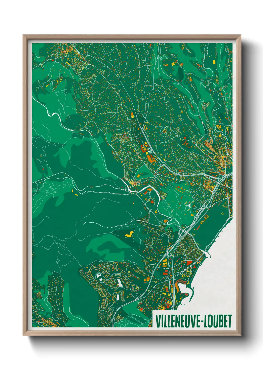 Une affiche de carte sur Villeneuve-Loubet