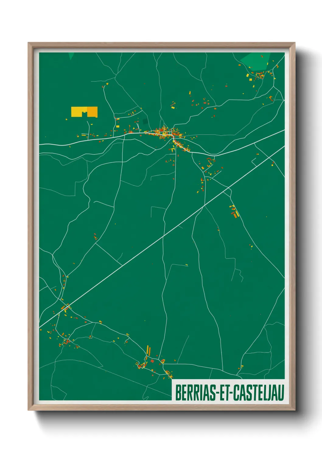 Une affiche de carte sur Berrias-et-Casteljau