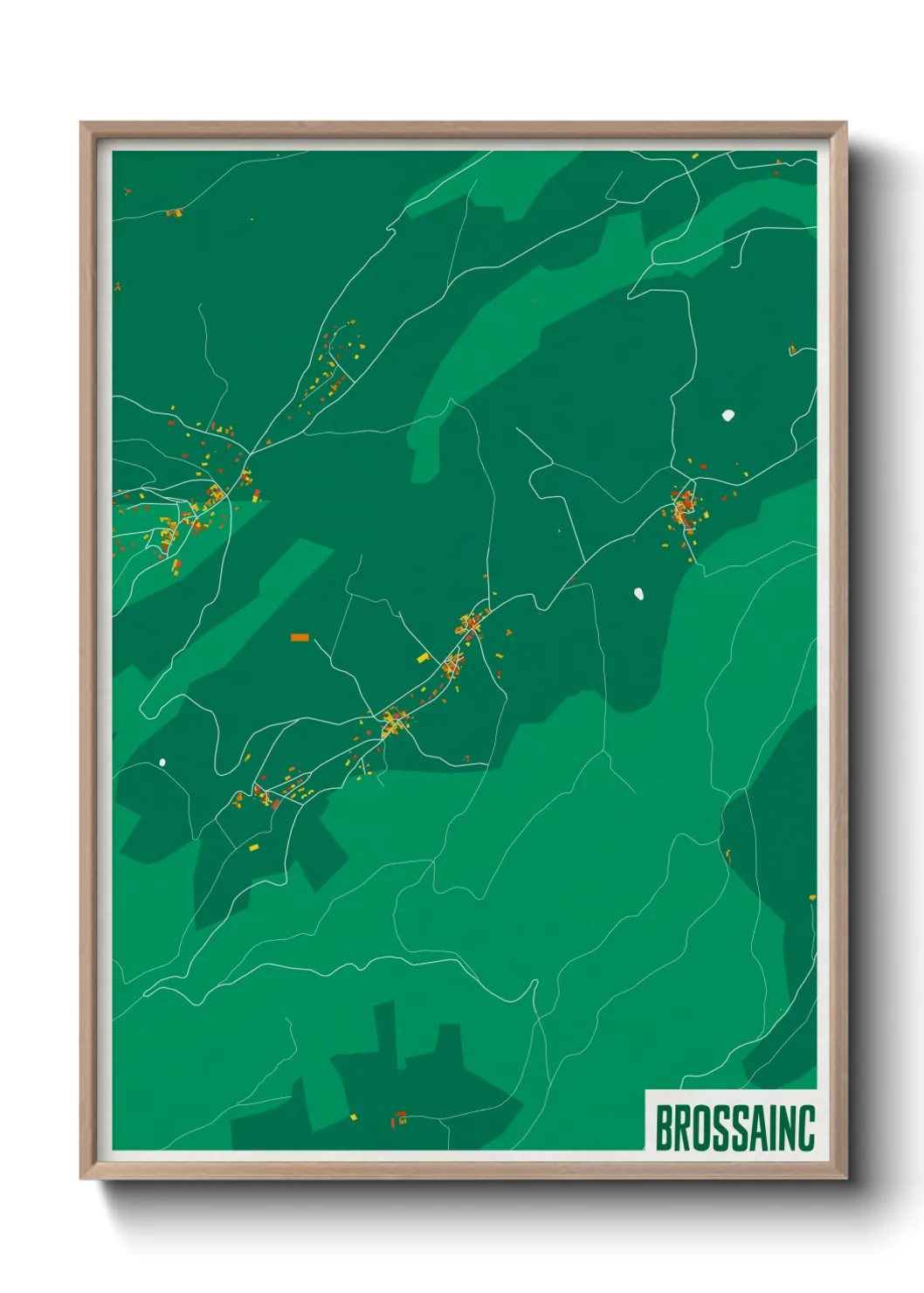 Une affiche de carte sur Brossainc