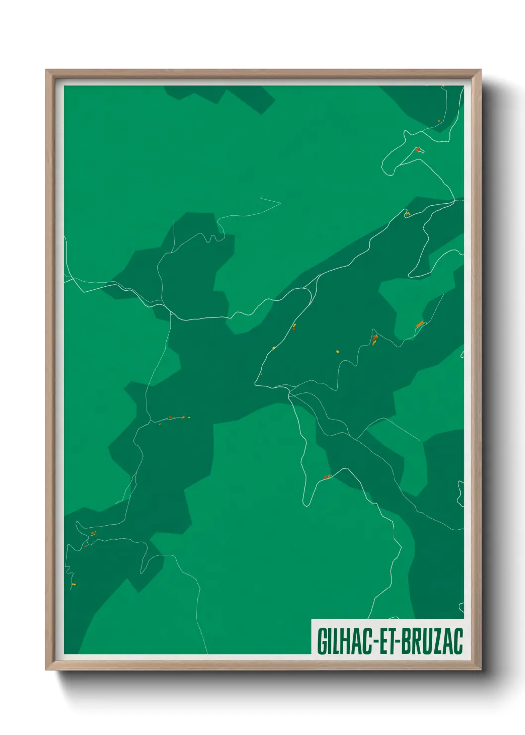 Une affiche de carte sur Gilhac-et-Bruzac