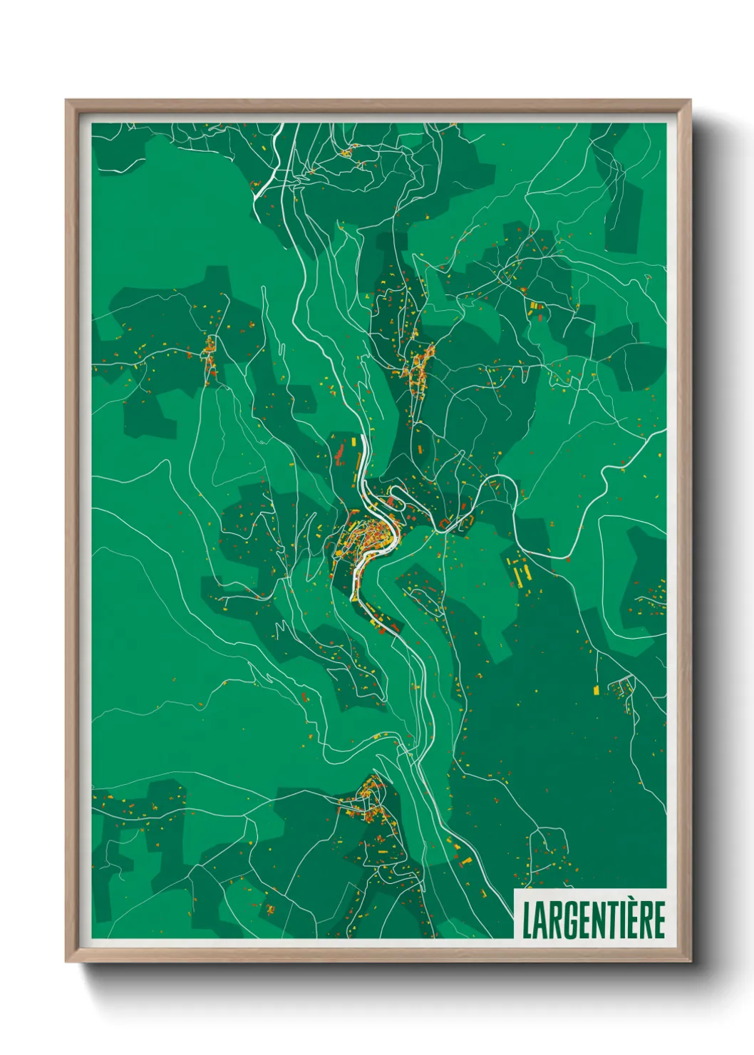 Une affiche de carte sur Largentière