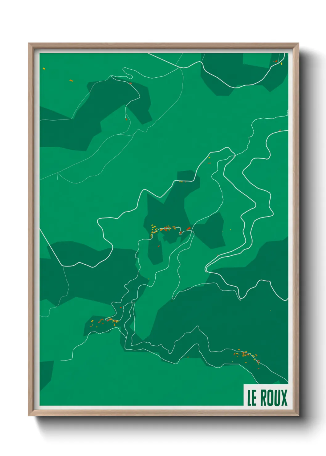 Une affiche de carte sur Le Roux