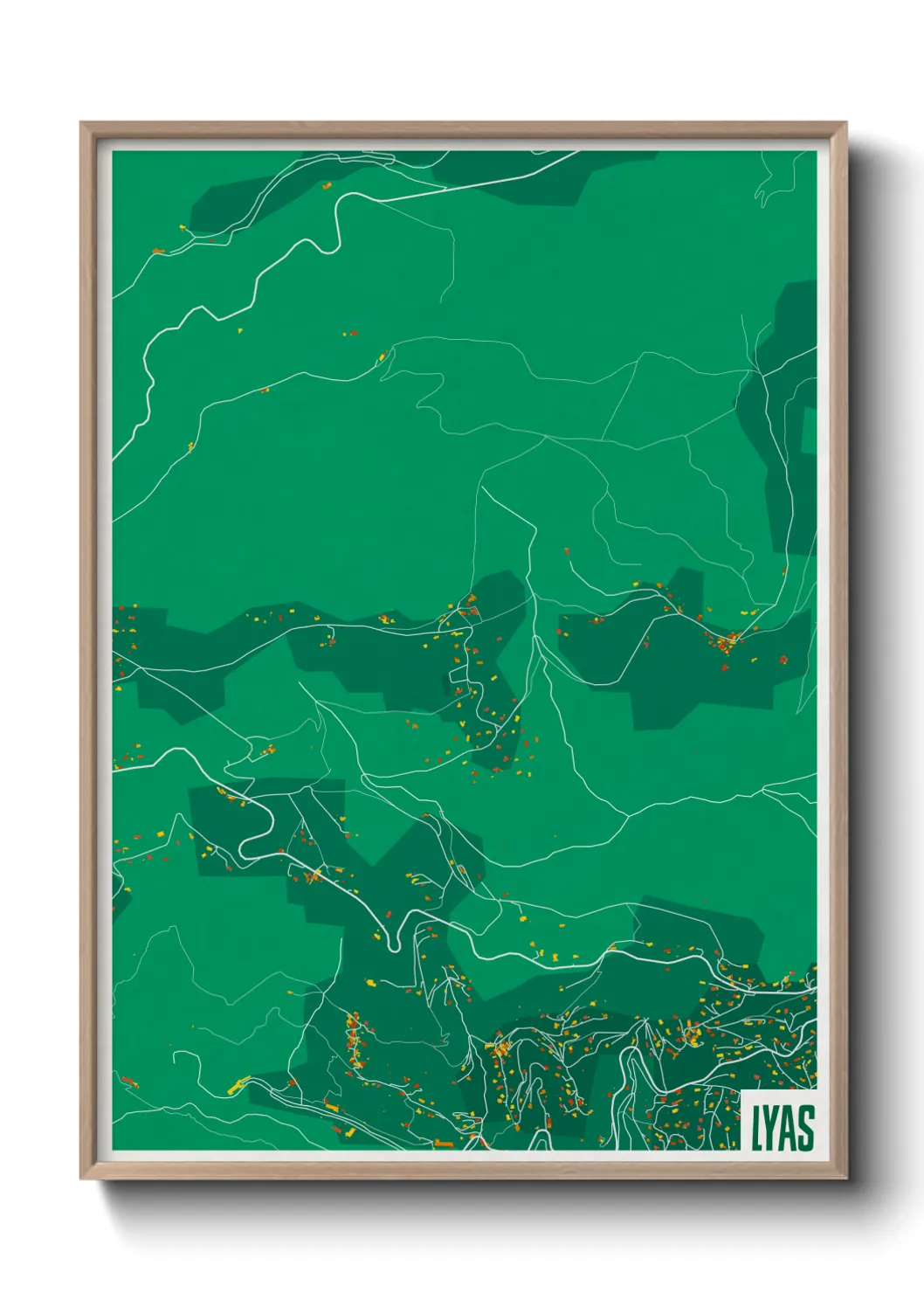 Une affiche de carte sur Lyas