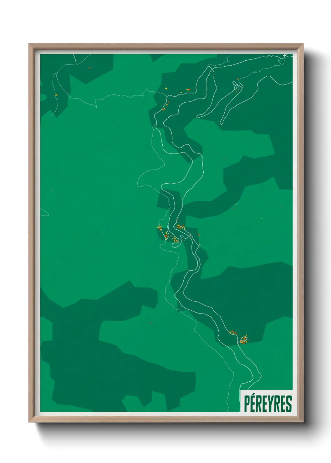 Une affiche de carte sur Péreyres