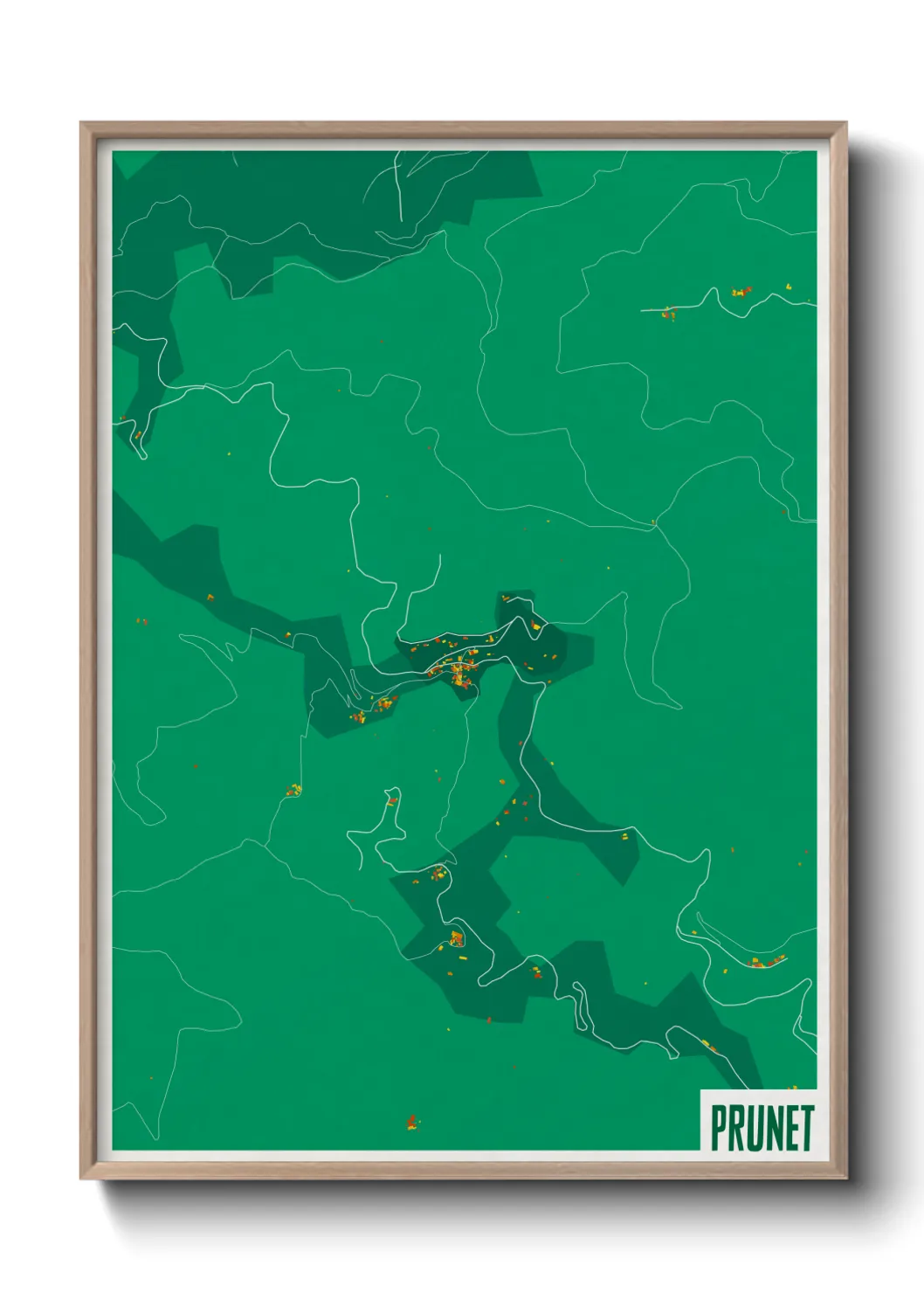 Une affiche de carte sur Prunet