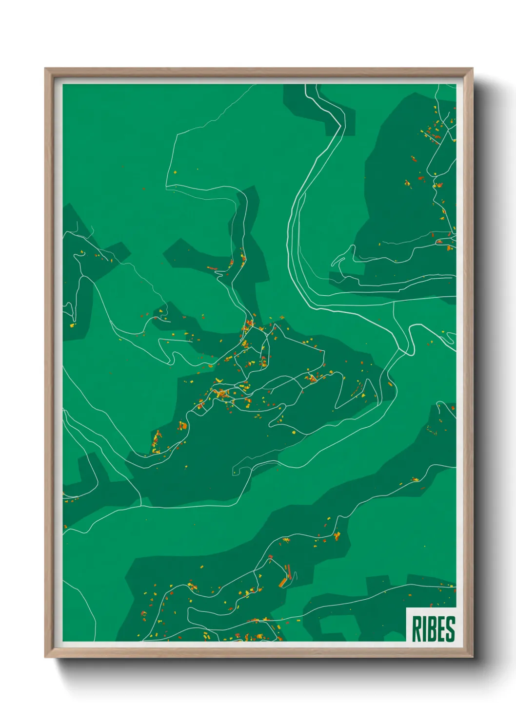 Une affiche de carte sur Ribes