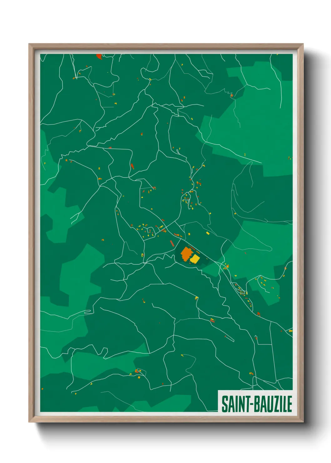 Une affiche de carte sur Saint-Bauzile