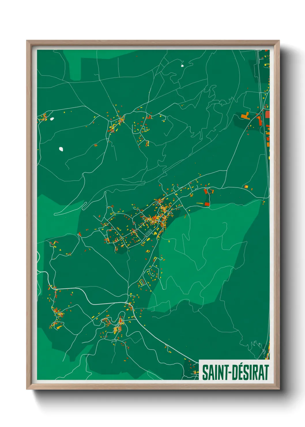 Une affiche de carte sur Saint-Désirat