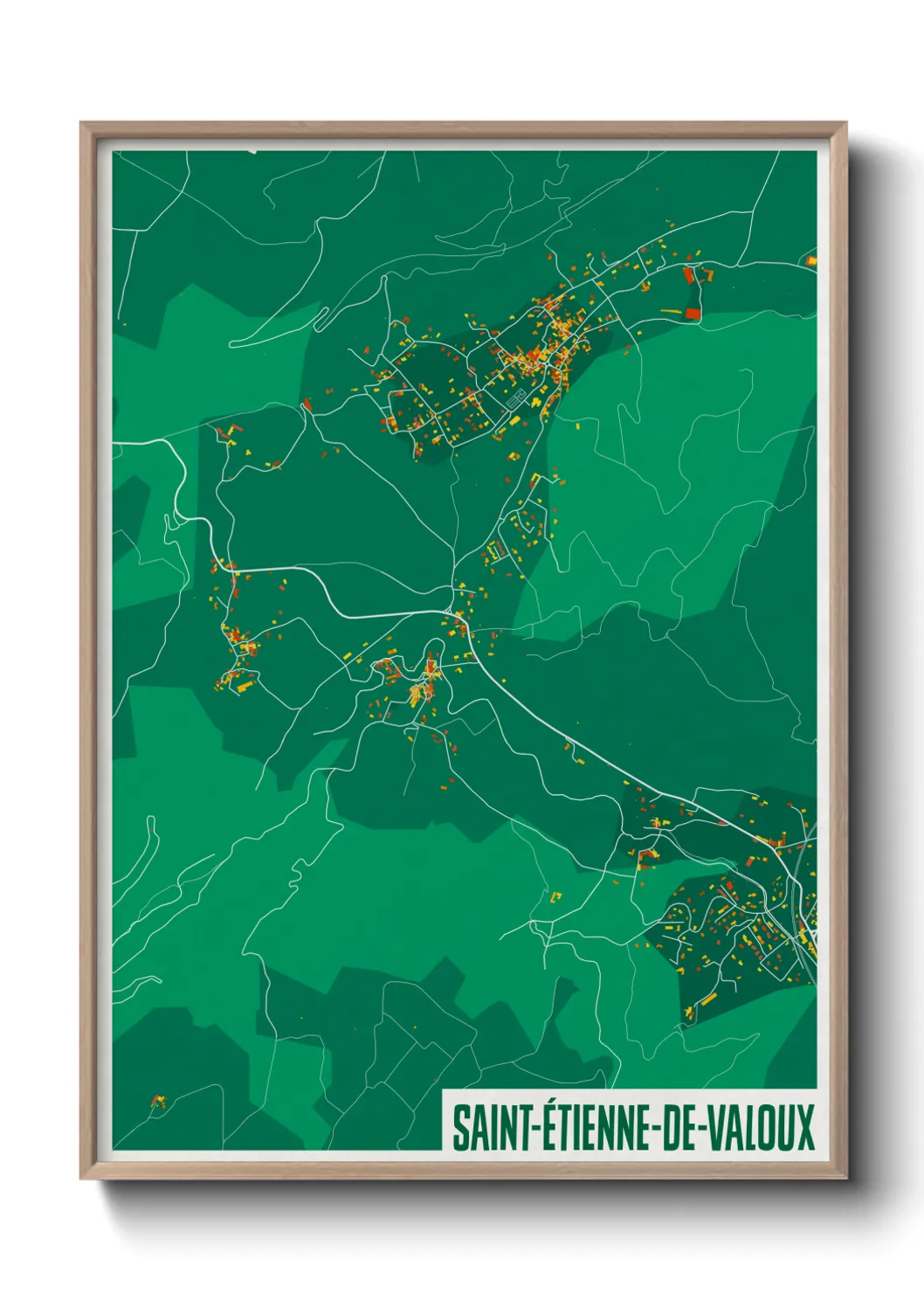 Une affiche de carte sur Saint-Étienne-de-Valoux