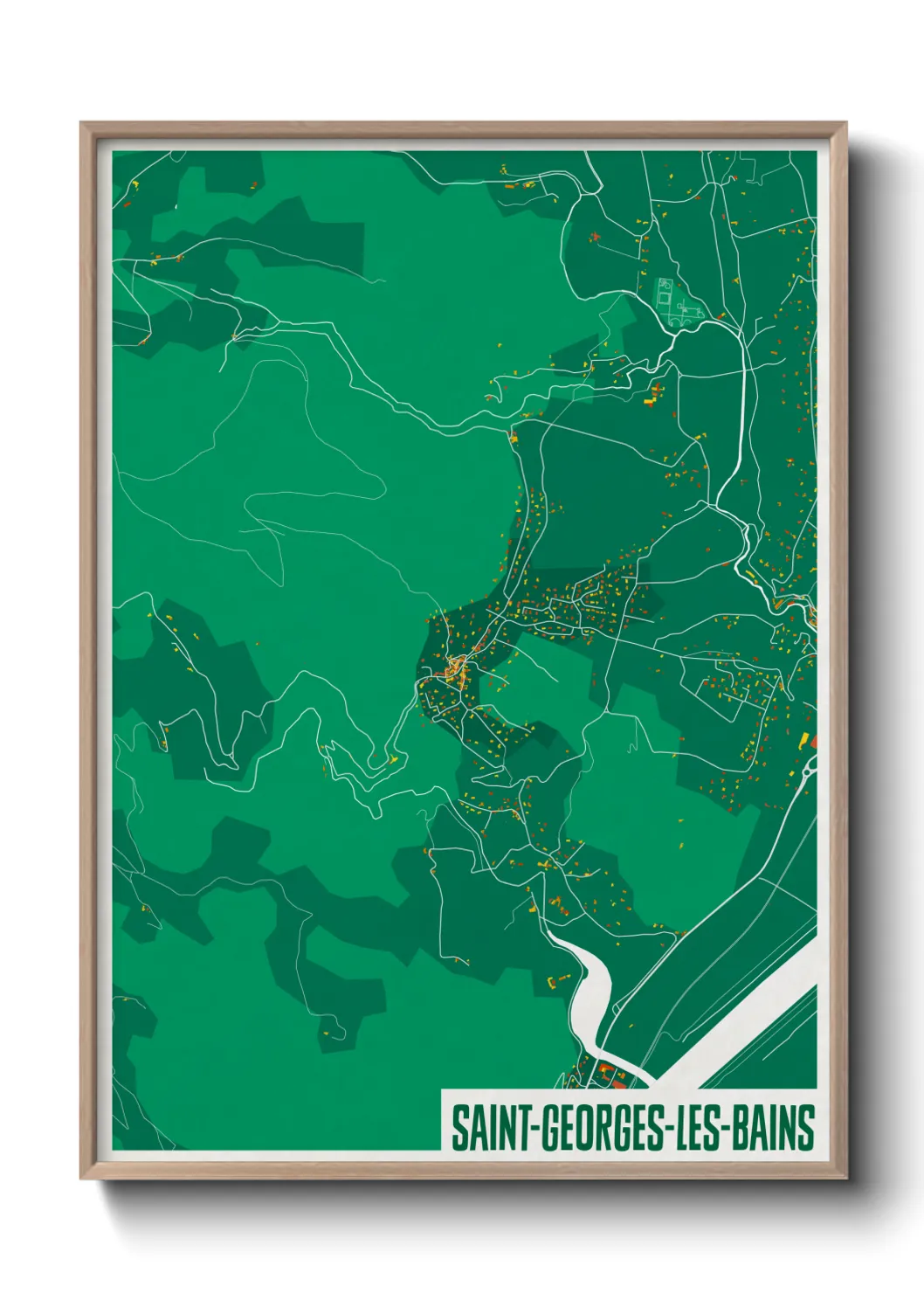Une affiche de carte sur Saint-Georges-les-Bains