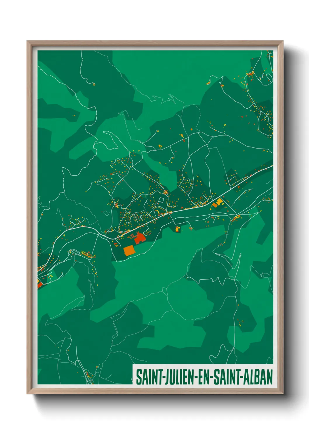 Une affiche de carte sur Saint-Julien-en-Saint-Alban