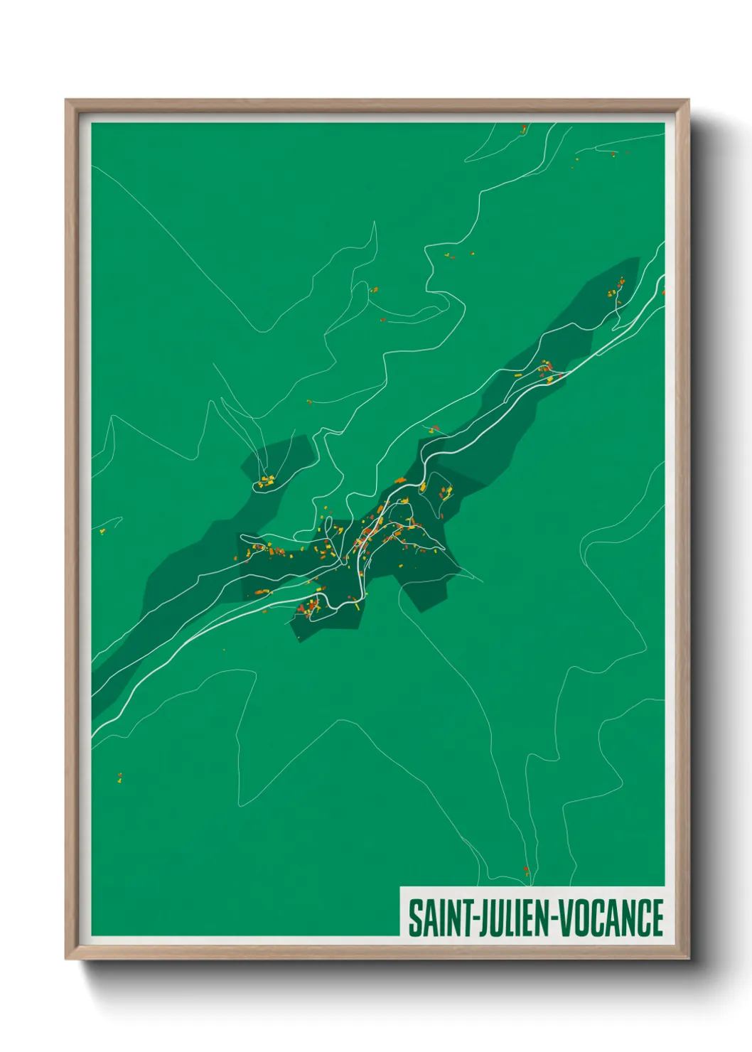 Une affiche de carte sur Saint-Julien-Vocance