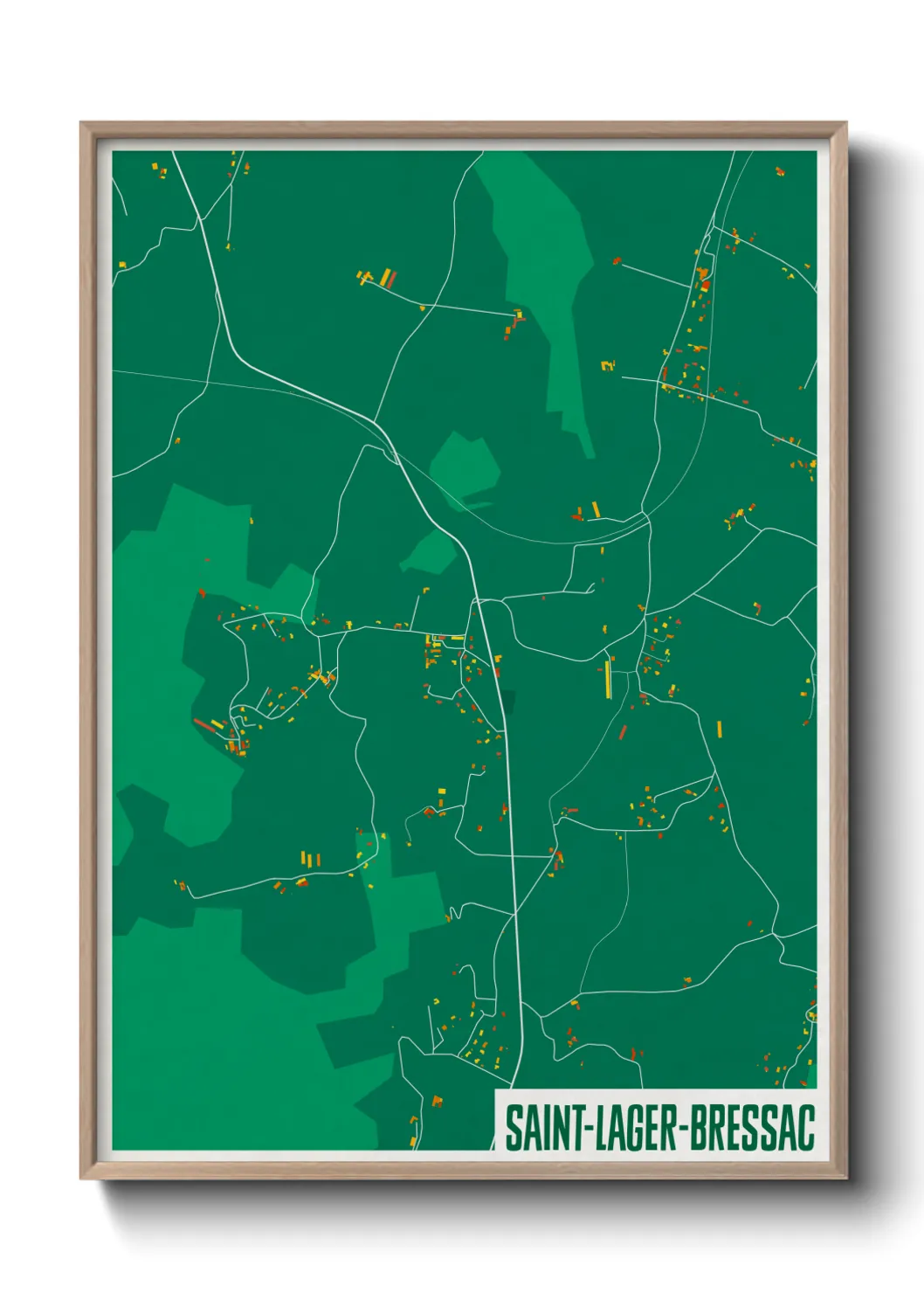 Une affiche de carte sur Saint-Lager-Bressac