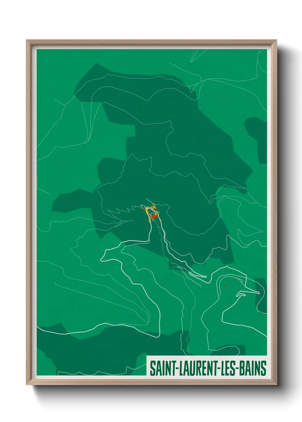 Une affiche de carte sur Saint-Laurent-les-Bains