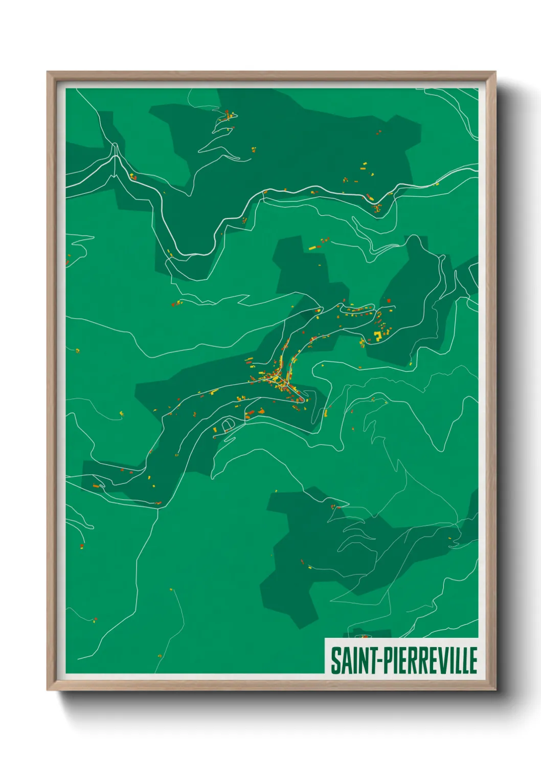 Une affiche de carte sur Saint-Pierreville