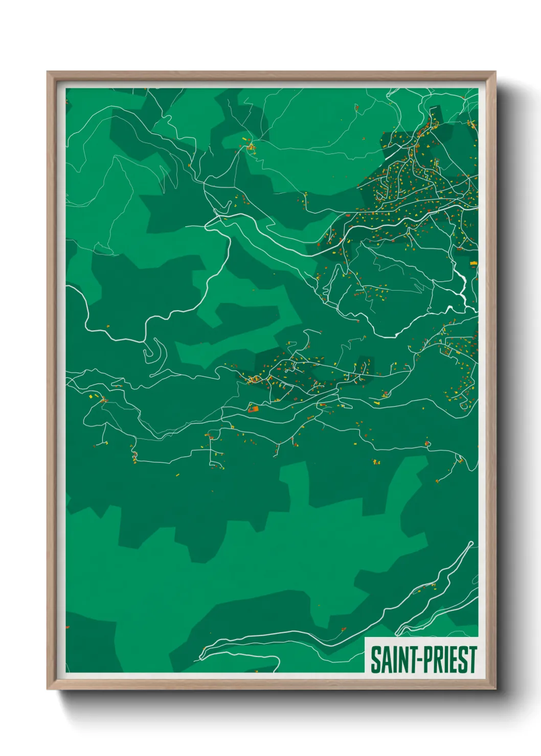 Une affiche de carte sur Saint-Priest