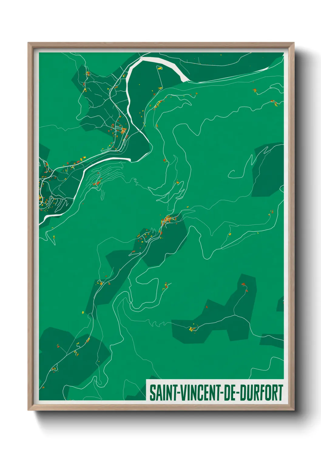 Une affiche de carte sur Saint-Vincent-de-Durfort