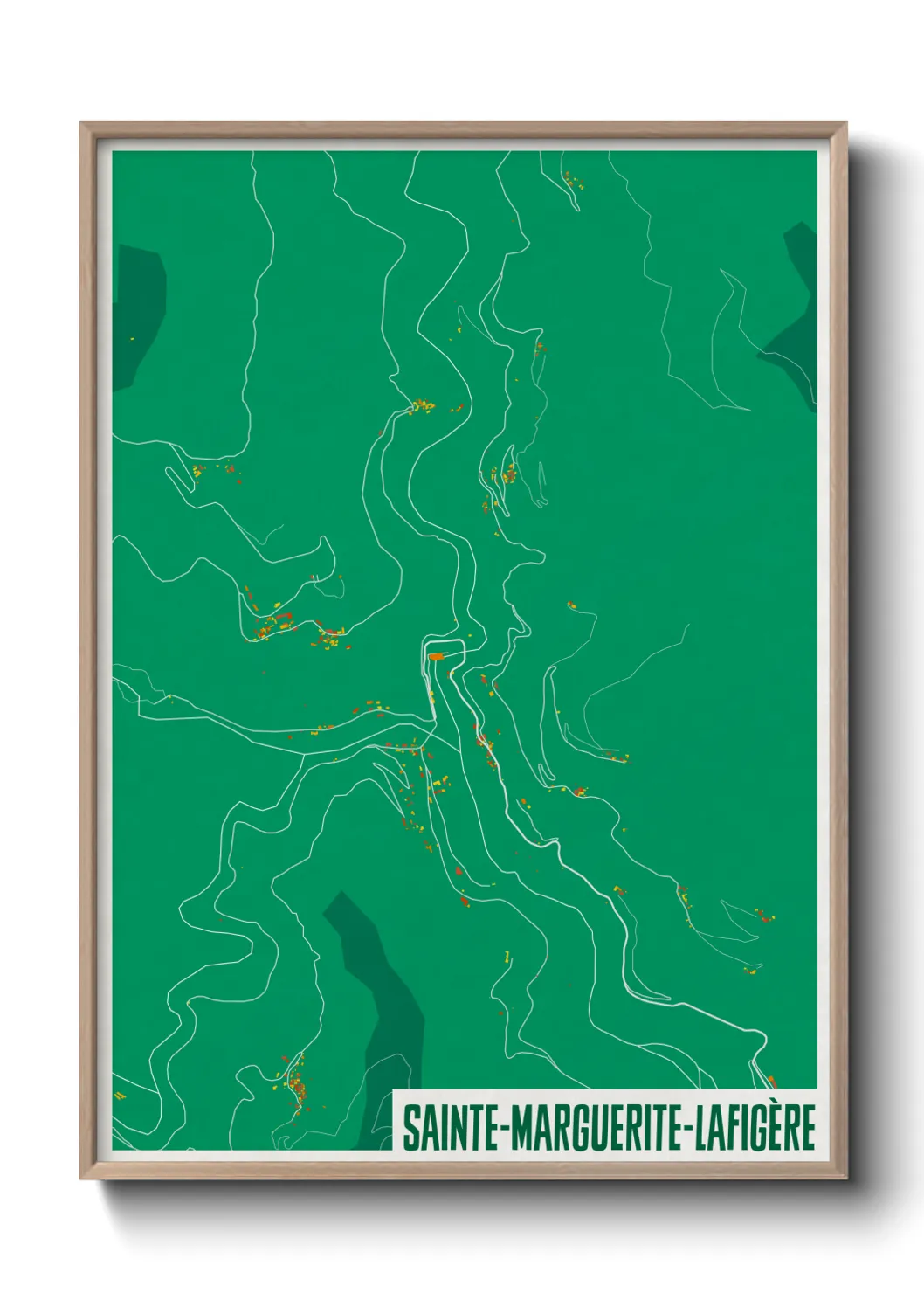 Une affiche de carte sur Sainte-Marguerite-Lafigère