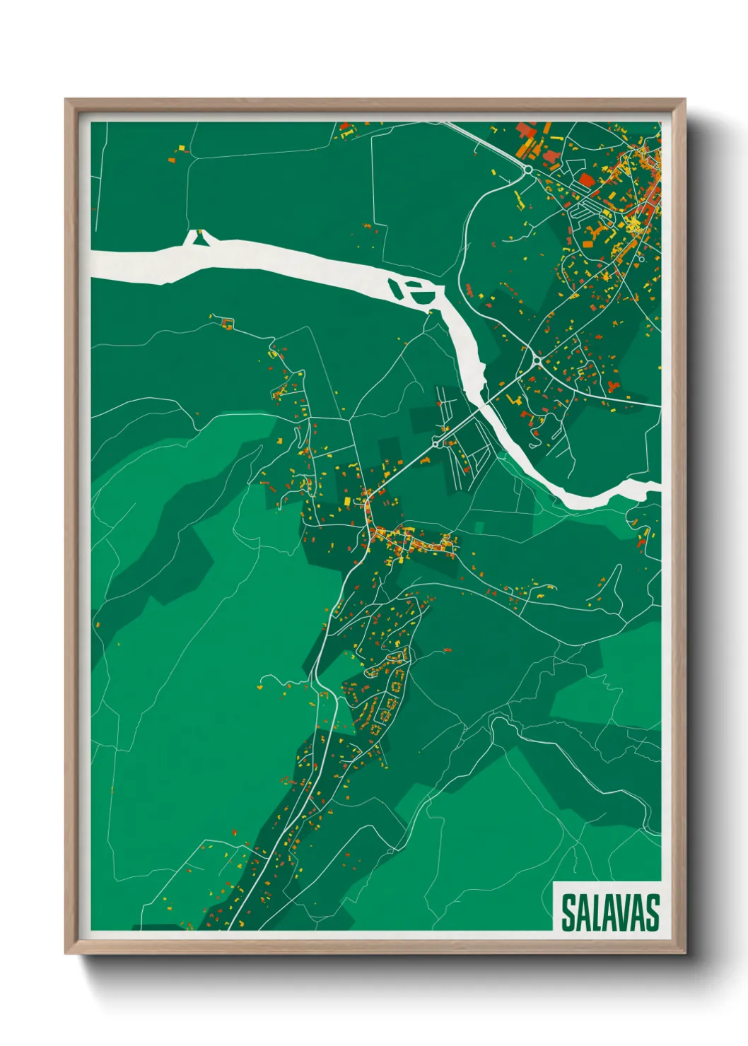 Une affiche de carte sur Salavas