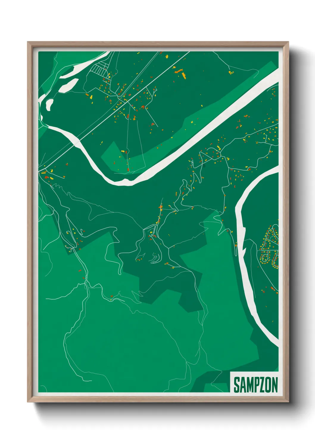 Une affiche de carte sur Sampzon