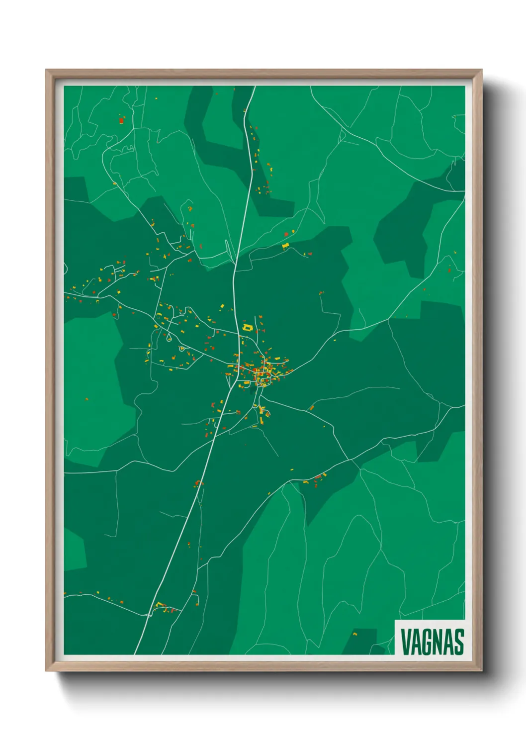 Une affiche de carte sur Vagnas