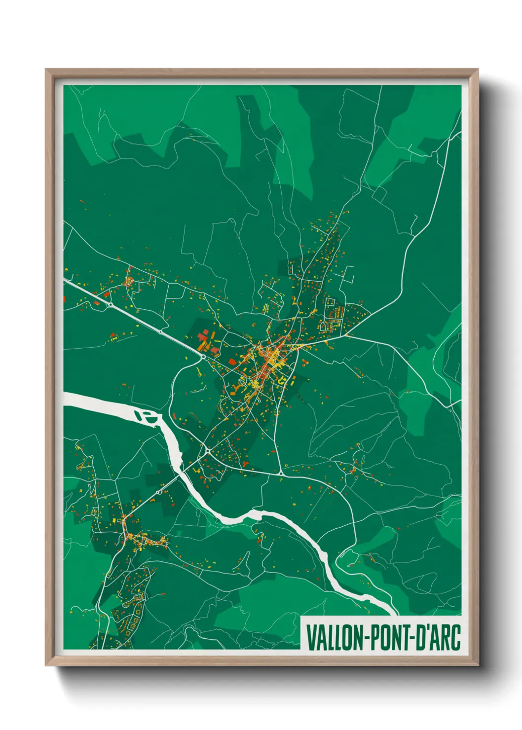Une affiche de carte sur Vallon-Pont-d'Arc