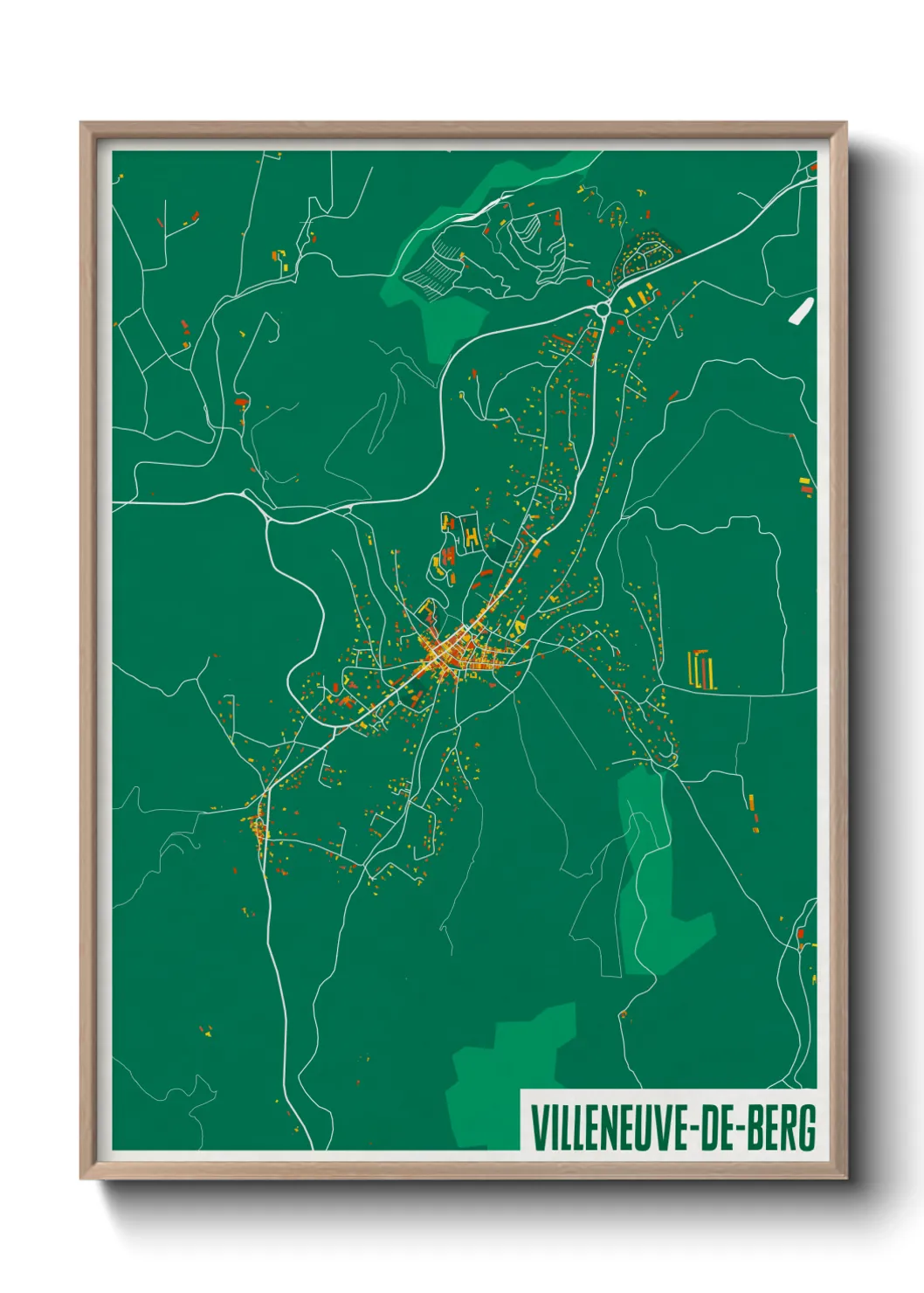 Une affiche de carte sur Villeneuve-de-Berg