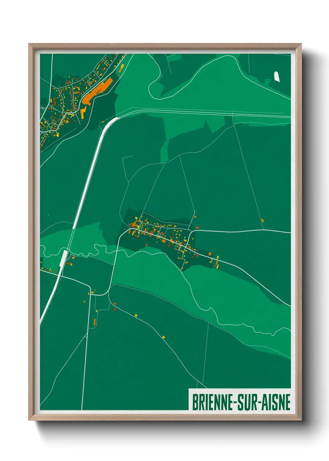 Une affiche de carte sur Brienne-sur-Aisne