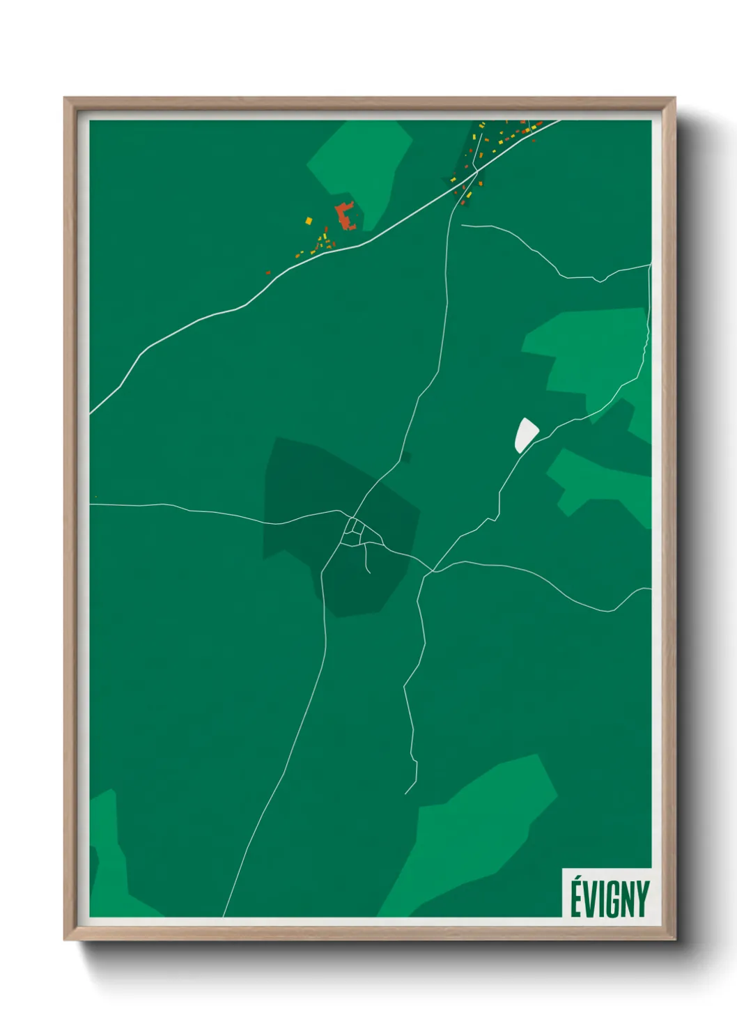 Une affiche de carte sur Évigny