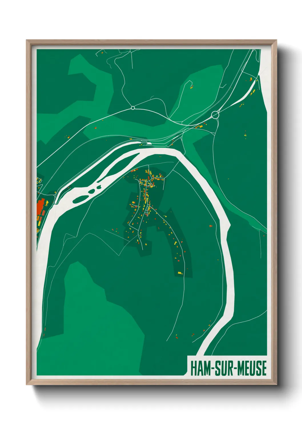 Une affiche de carte sur Ham-sur-Meuse