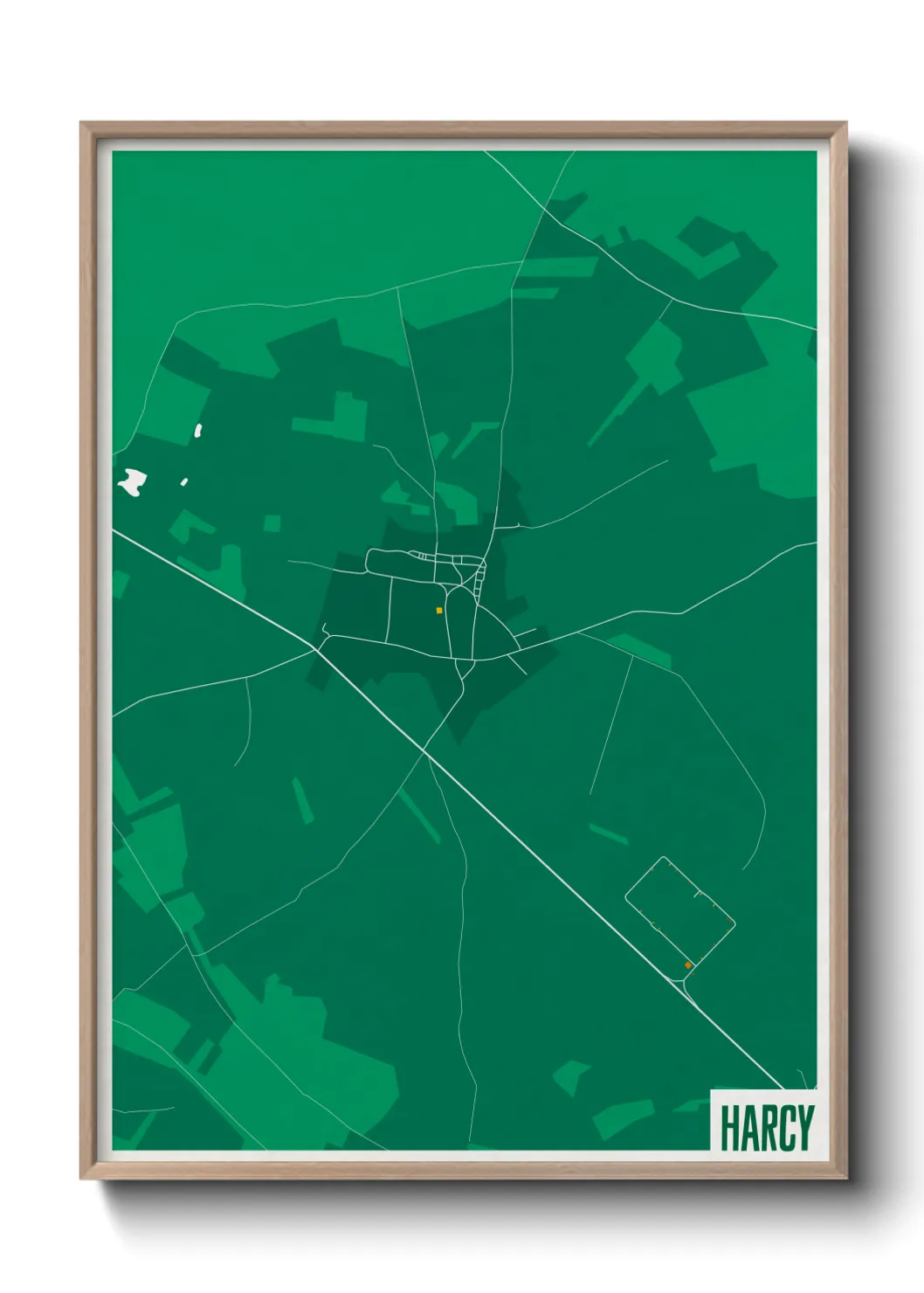 Une affiche de carte sur Harcy