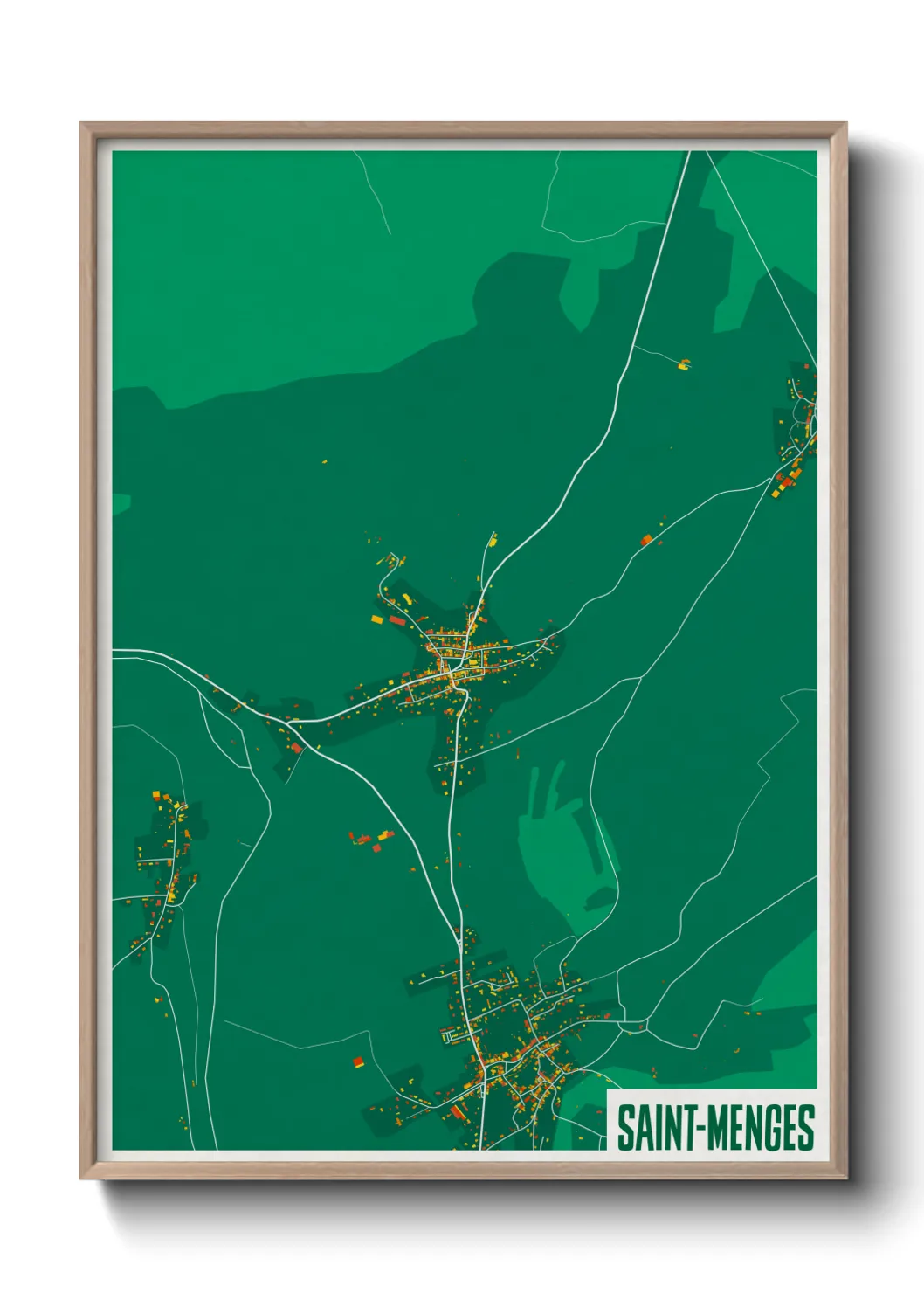 Une affiche de carte sur Saint-Menges